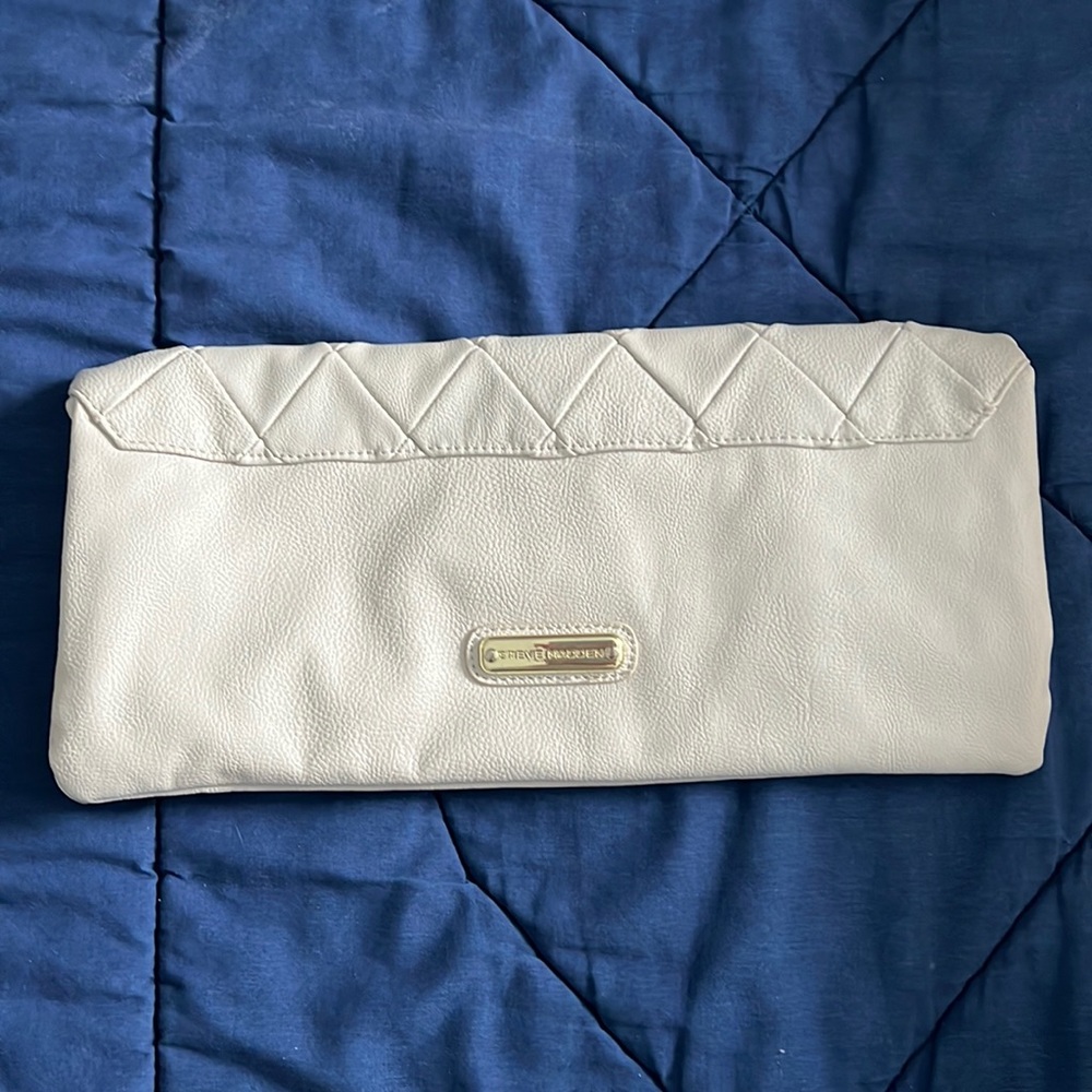 Steve Madden cream fold over clutch